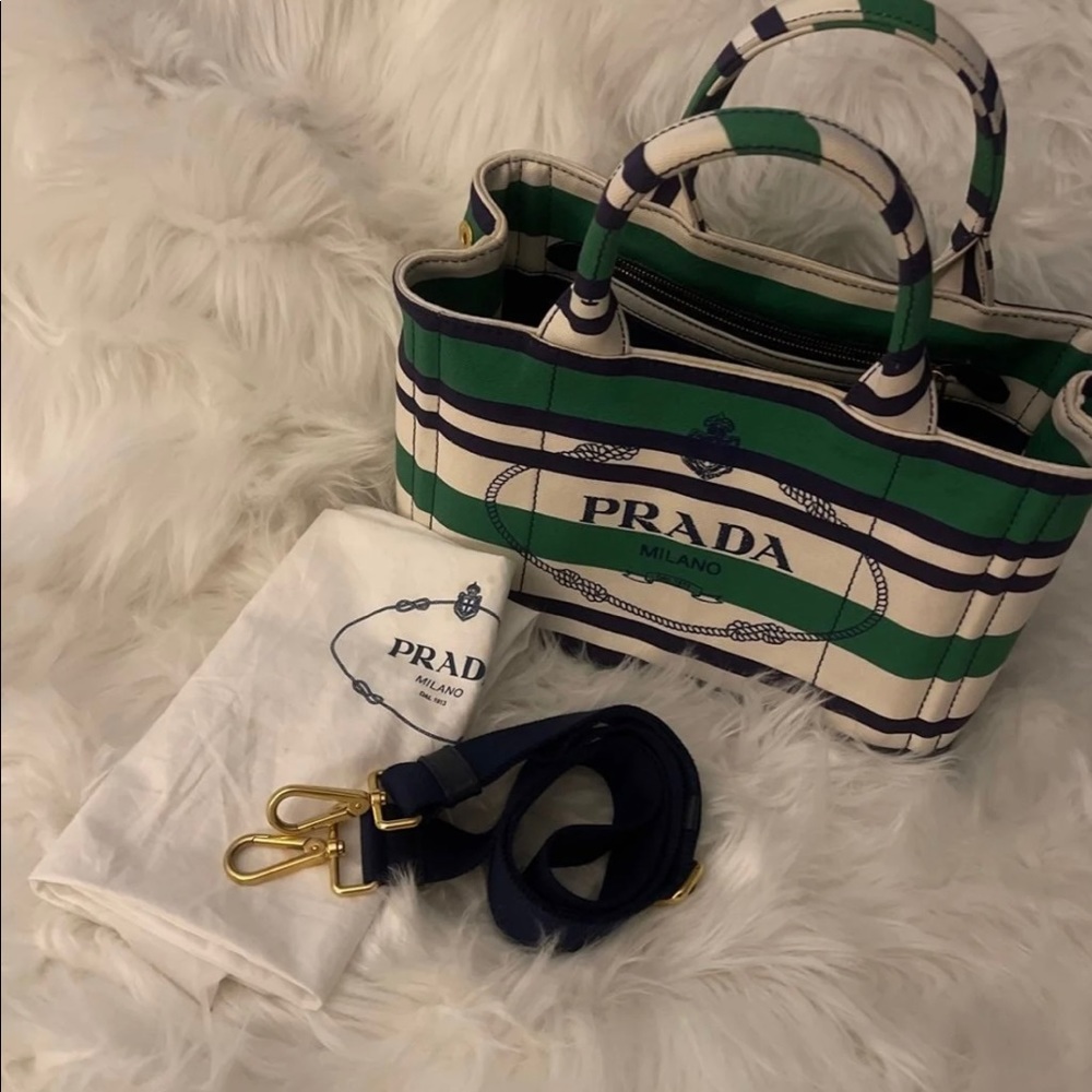 Prada Canapa Stampata Verde 3 way bag